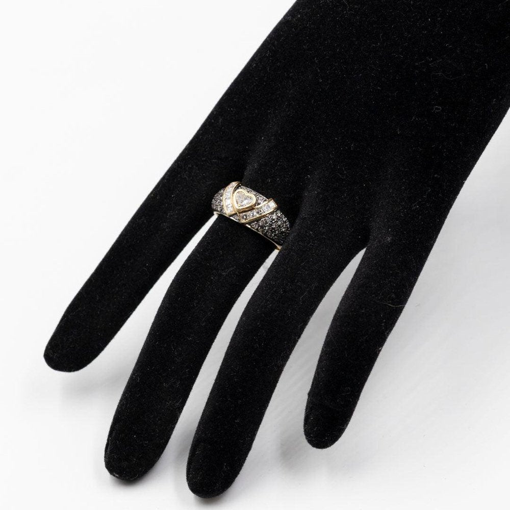 Two-Tone Gold Ring with Heart-Shaped Diamond, 1980s