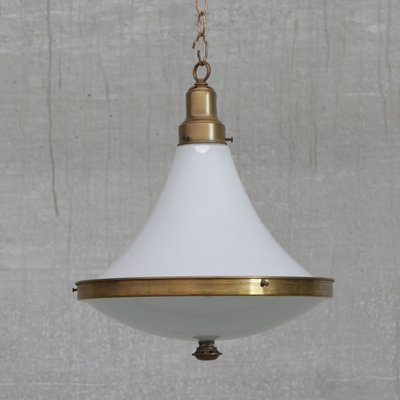 Two Tone Opaline and Brass Pendant Light, the Netherlands, 1940s-JRP-1076105