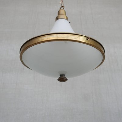 Two Tone Opaline and Brass Pendant Light, the Netherlands, 1940s-JRP-1076105