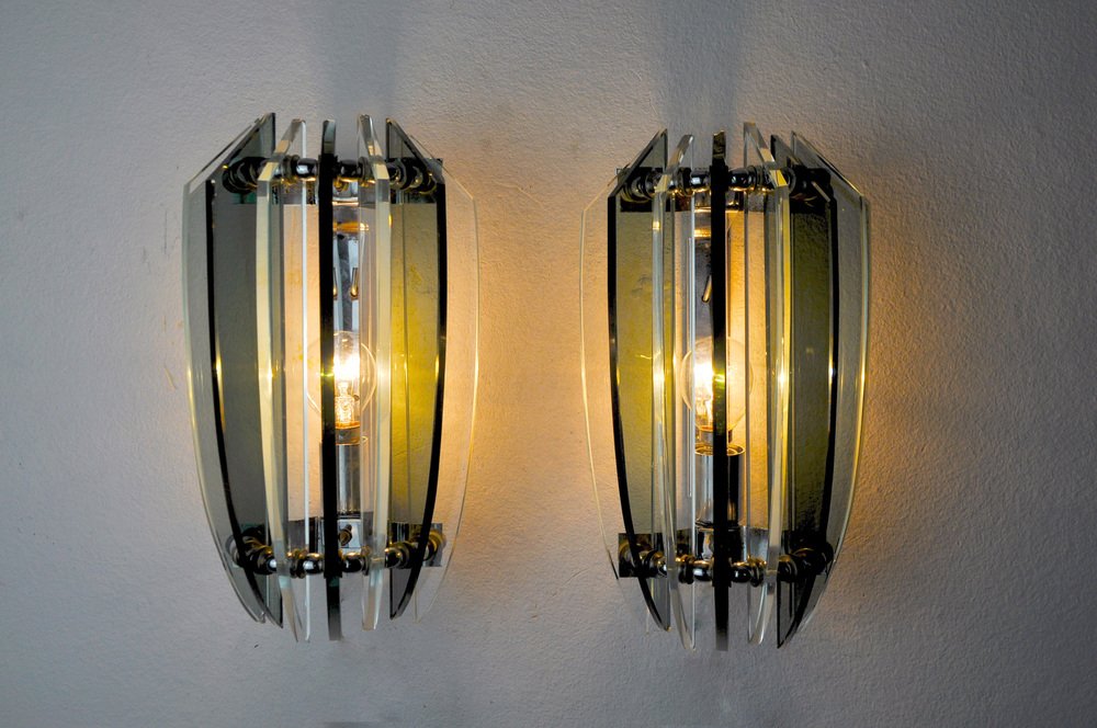 Two-Tone Sconces in Green Murano Glass from Veca, Italy, 1970s, Set of 2