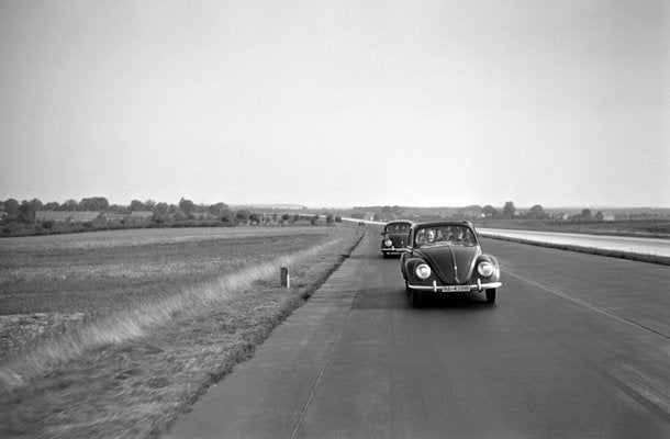 Two Volkswagen Beetles on the Highway, Germany, 1938-DYV-1033799