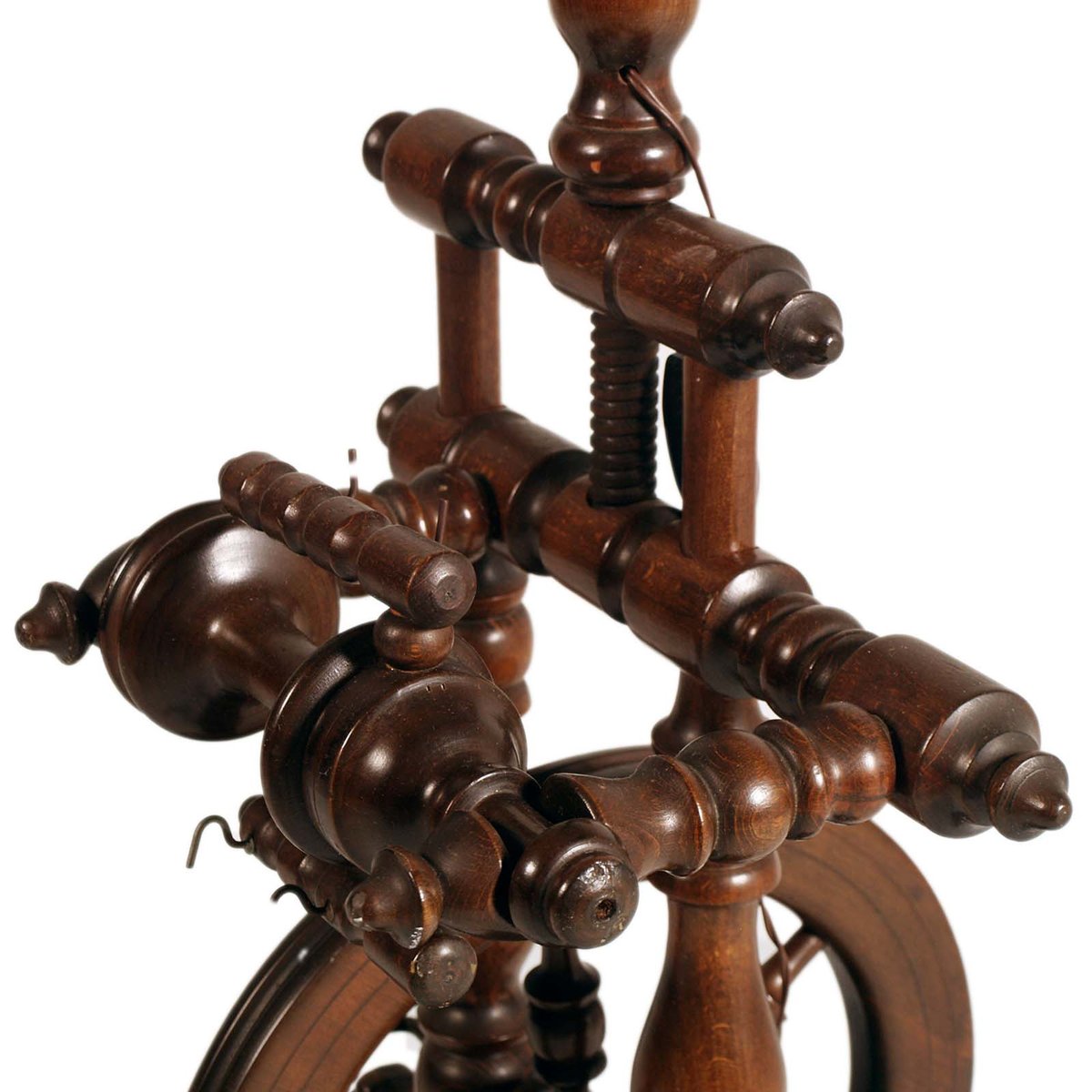 Tyrolean Wooden Spinning Wheel Floor Lamp, 1800s