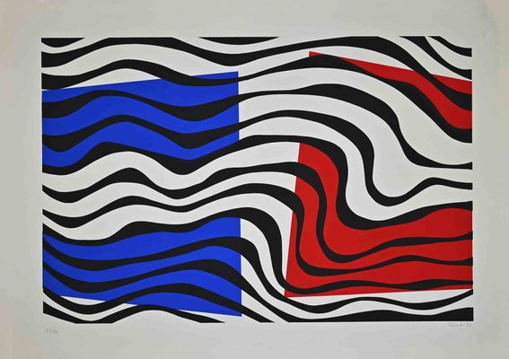 Uberto Maria Casotti, Blue and Red Composition, Original Screenprint, 1971-ZCI-970782