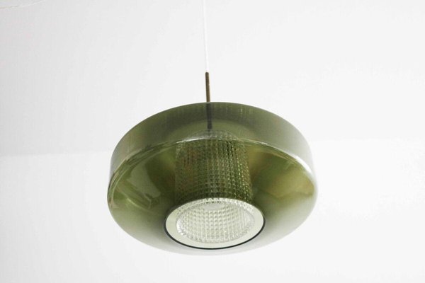 UFO Pendant Lamp in Crystal and Brass by Carl Fagerlund for Orrefors, 1960s-FJP-1774996