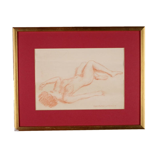 Ugo Celada, Study of Figure, Pencil on Paper, 1920s, Framed