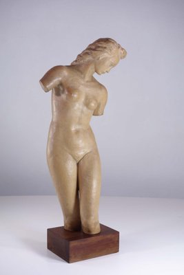 Ugo Zaccagnini, Art Deco Sculpture of Nude Woman, 1930s, Earthenware-KGD-2043559