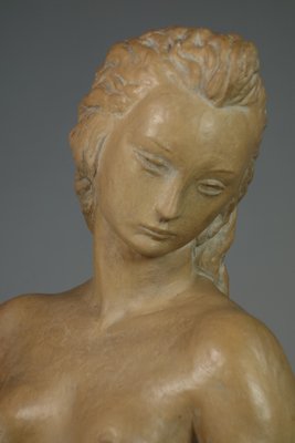 Ugo Zaccagnini, Art Deco Sculpture of Nude Woman, 1930s, Earthenware-KGD-2043559