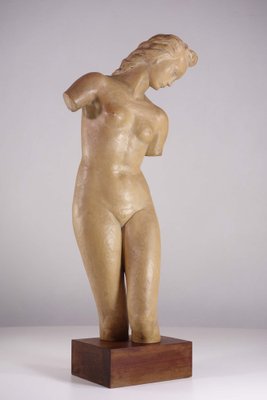 Ugo Zaccagnini, Art Deco Sculpture of Nude Woman, 1930s, Earthenware-KGD-2043559