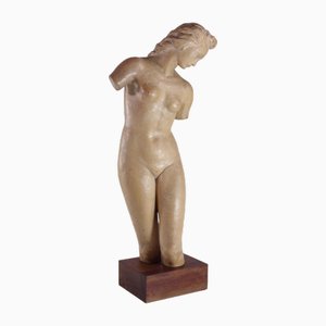 Ugo Zaccagnini, Art Deco Sculpture of Nude Woman, 1930s, Earthenware-KGD-2043559