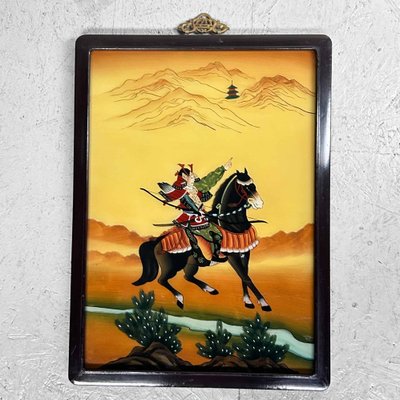 Ukiyo-E Reverse Glass Painting of Samurai Warrior, Shōwa Era-DWL-1765535