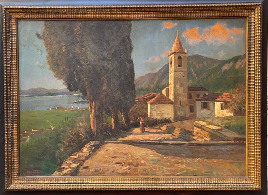 Umberto Montini, Landscape, Oil on Panel, Framed-PKM-1718779