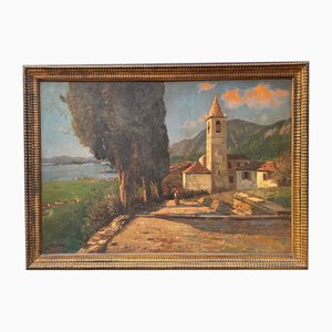 Umberto Montini, Landscape, Oil on Panel, Framed-PKM-1718779