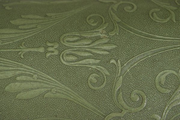 Umbrella Holder Green in Embossed Leather with Floral Decoration by Lincrusta Loreid, 1930s-NEN-2031521