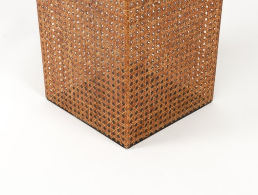 Umbrella Stand in Acrylic Glass, Rattan and Brass in the style of Christian Dior, Italy, 1970s-LYQ-1756271