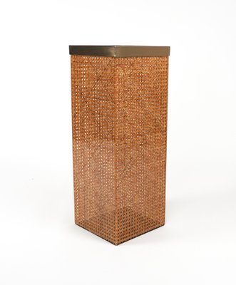 Umbrella Stand in Acrylic Glass, Rattan and Brass in the style of Christian Dior, Italy, 1970s-LYQ-1756271