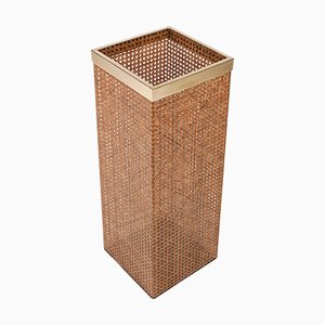 Umbrella Stand in Acrylic Glass, Rattan and Brass in the style of Christian Dior, Italy, 1970s-LYQ-1756271