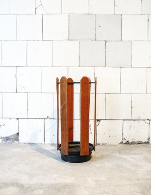 Umbrella Stand in Iron, Aluminum and Wood, 1950s-VCV-982428