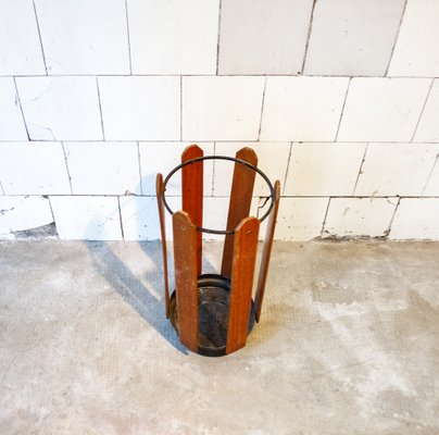 Umbrella Stand in Iron, Aluminum and Wood, 1950s-VCV-982428