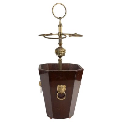 Umbrella Stand in Wood and Gilt Brass-WFS-2026623