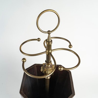 Umbrella Stand in Wood and Gilt Brass-WFS-2026623