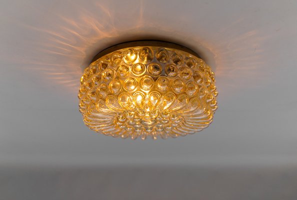 unburst Round Amber Bubble Glass Wall Lamp, Limburg, 1960s-KQB-1815461