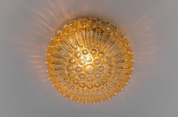 unburst Round Amber Bubble Glass Wall Lamp, Limburg, 1960s-KQB-1815461