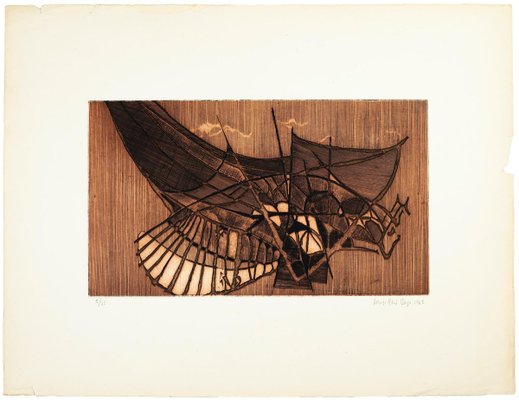 Une Aile - Etching and Aquatint by Louis-René Berge - 1962 1962-ZCI-762025