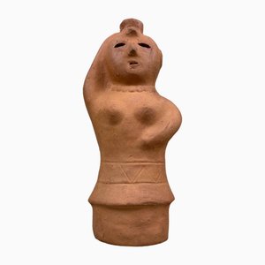 Unglazed Terracotta Figurine of Woman Carrying Water, Miyazaki, Japan, 1960s-DWL-1737131