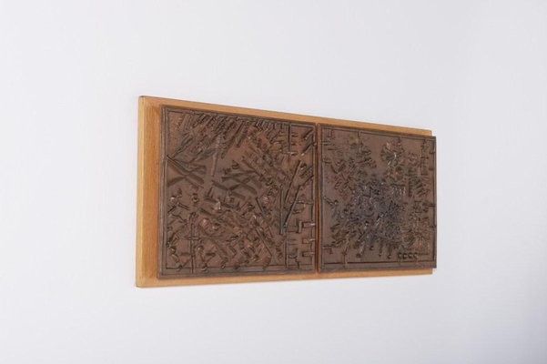 Unique Bronze Wall Landscape from Bror Marklund, Sweden, 1950s-KMC-975267