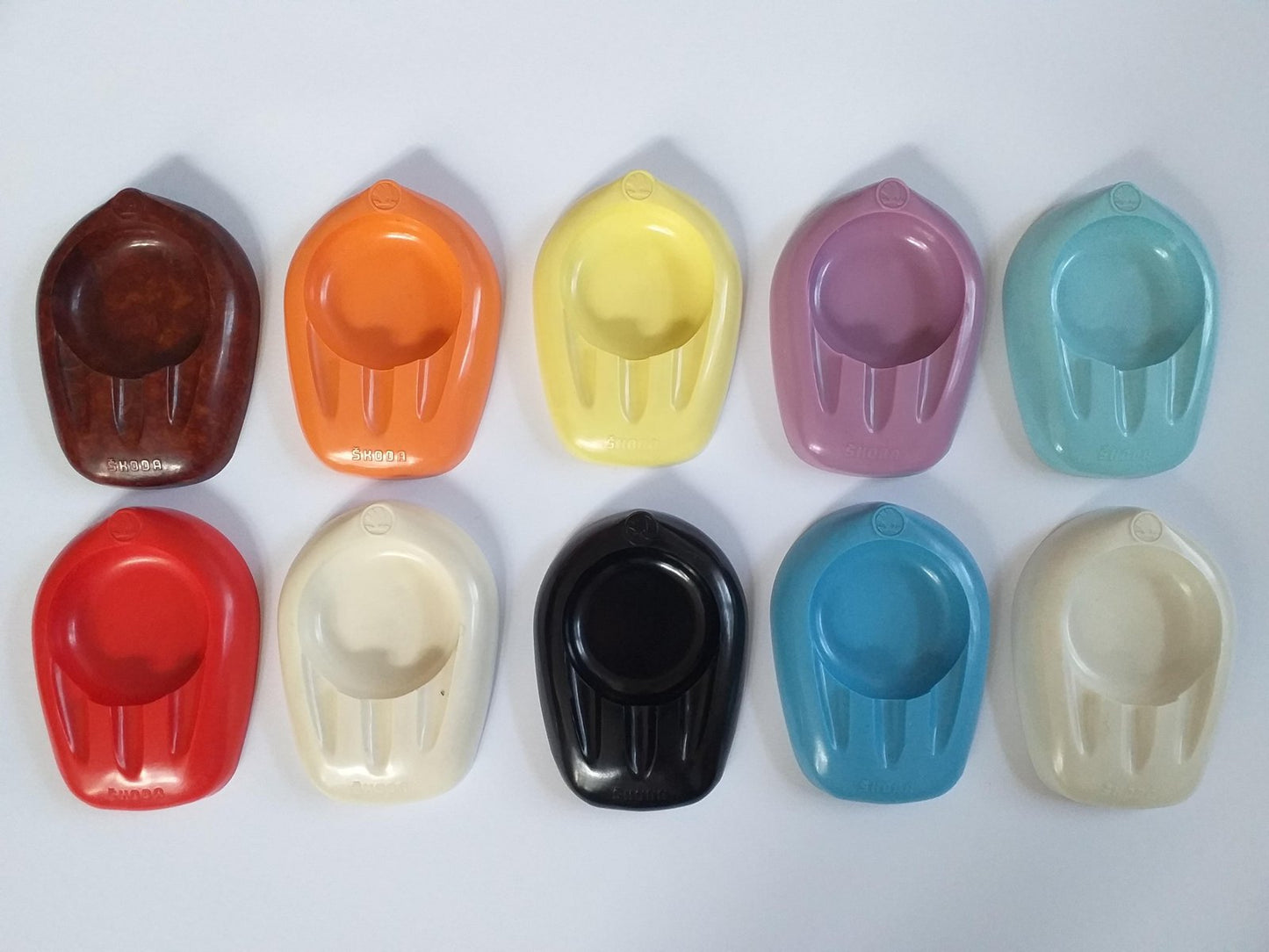 Unique Colored Bakelite Ashtrays from Škoda Car Manufacturer, 1959, Set of 10