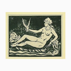 Unknown, Amphitrite, Original Watercolor on China Paper, 1930s-ZCI-812043