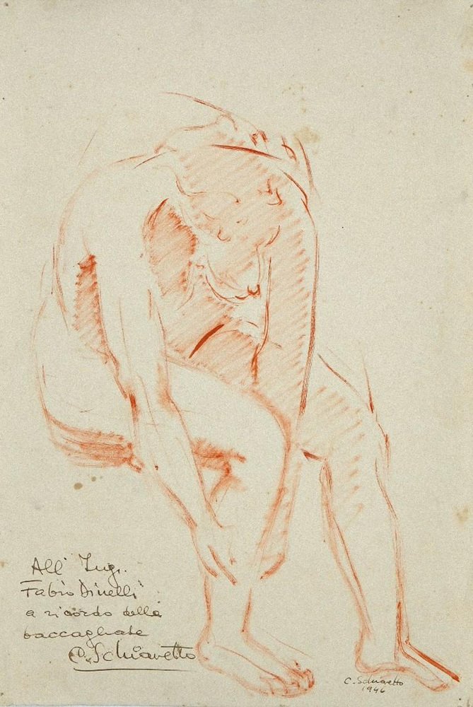 Unknown, Anatomical Study, Oil Pastel Drawing on Paper, 1946