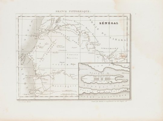 Unknown, Ancient Map of Senegal, Etching, 19th Century-ZCI-874842