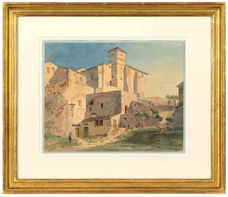 Unknown, Ancient Roman Farm Estate, Original Ink & Watercolor, 1840s-ZCI-1379527