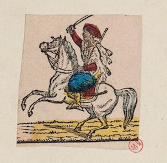 Unknown - Arab Knight - Original Hand-color Etching on Paper - 18th Century