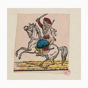 Unknown - Arab Knight - Original Hand-color Etching on Paper - 18th Century-ZCI-834683