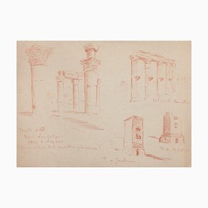 Unknown - Architecture - Original Sanguine Pastel on Paper - 19th Century-ZCI-871959