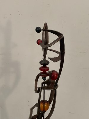 Unknown Artist, Futuristic Juggler Sculpture, Wrought Iron and Colored Resin-IJR-1765444