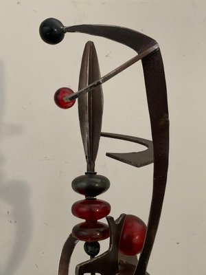 Unknown Artist, Futuristic Juggler Sculpture, Wrought Iron and Colored Resin-IJR-1765444