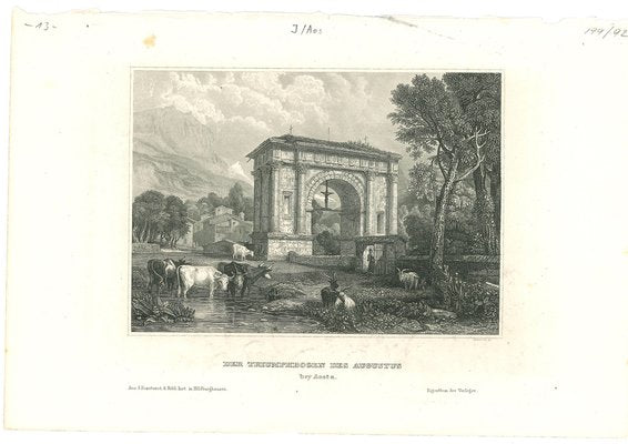 Unknown, Augustus Arch, Original Lithograph on Paper, Mid-19th-Century-ZCI-957028