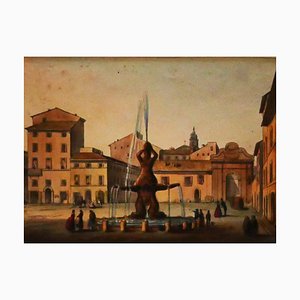 Unknown - Barberini Square, Roma - Original Watercolor - 19th Century-ZCI-841859