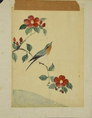 Unknown, Bird on the Branch, Watercolor, 19th Century-ZCI-871737