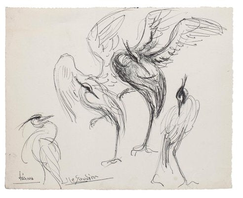 Unknown - Bird - Original Pen Drawing - Mid-20th Century-ZCI-834705