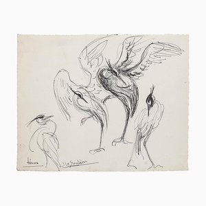 Unknown - Bird - Original Pen Drawing - Mid-20th Century-ZCI-834705