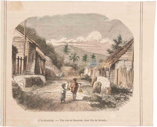 Unknown, Borneo Road of the Sarawack, Lithograph, 19th Century