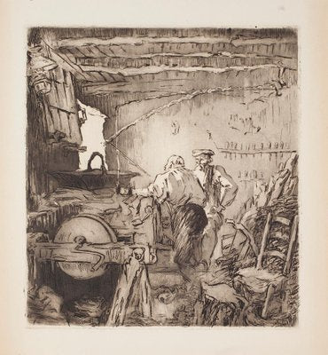 Unknown, Conversation, Original Etching, 1930s-ZCI-1378964