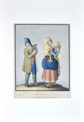 Unknown - Costume of Bisaccia - Original Ink and Watercolor on Paper - 1830 Ca.-ZCI-834547