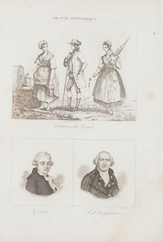 Unknown - Costumes and Portraits - Original Lithograph - 19th Century