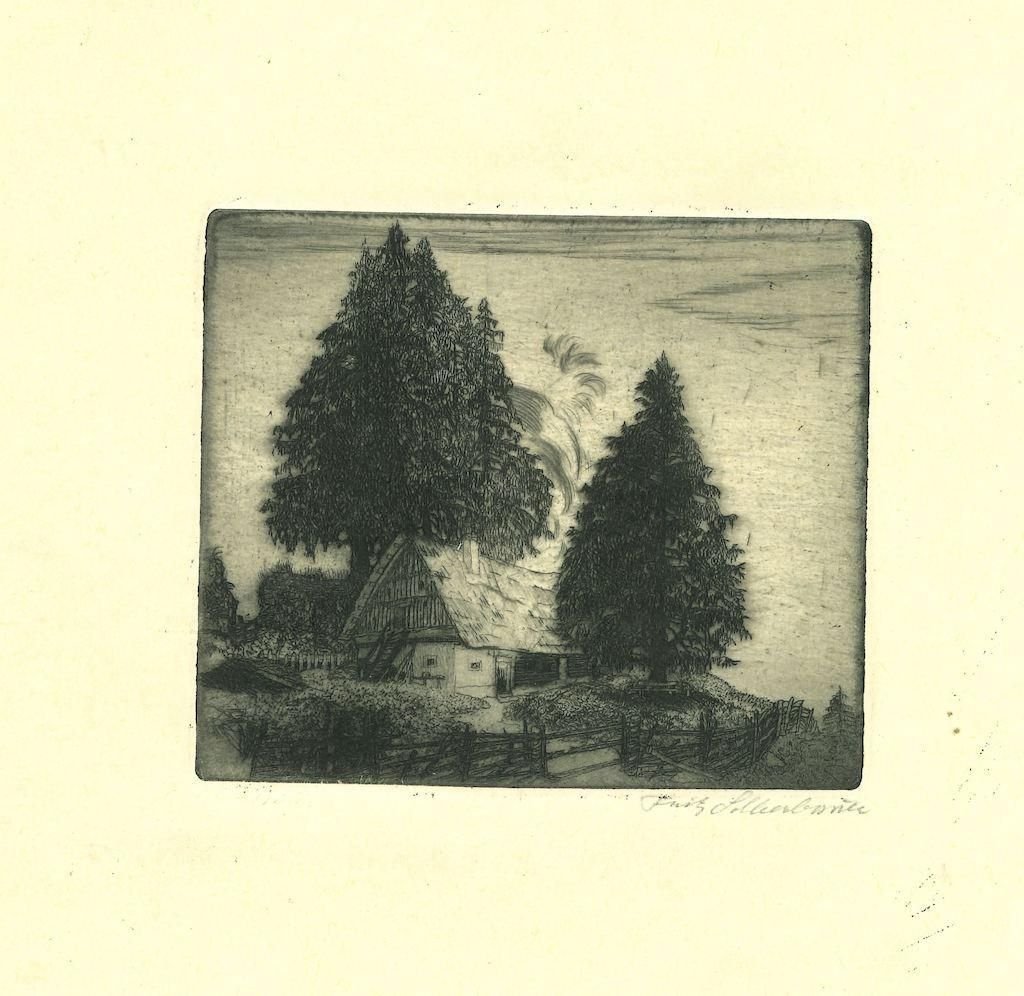 Unknown, Country Cottage, Etching, 19th Century