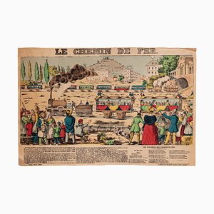 Unknown - Epinal Print, Le Chemin De Fer - Original Hand-Colored Lithograph - 19th Century-ZCI-872324